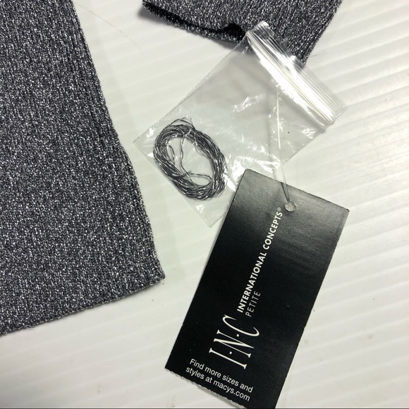 NWT INC Silver Keyhole Chest Cutout Metallic Top 0P - 2P - Picture 8 of 10